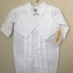Little Things Mean a Lot Christening Baptism Romper & Bonnet NEW w TAG